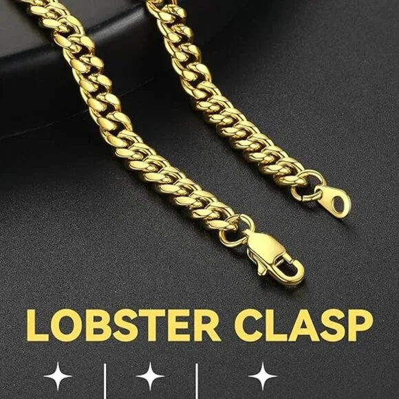 Miami Cuban Link Chain Necklace for Men Stainless Gold-6mm Plated Hip Hop - Picture 4 of 6